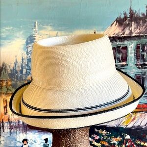 VTG Frank Olive Cream Black Hat Interesting Brim Very Nice Excellent